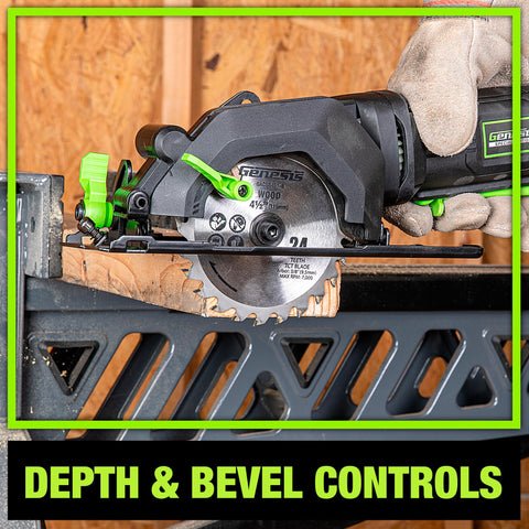 Genesis GCS445SE parallel-guide for straight, repeatable cuts.