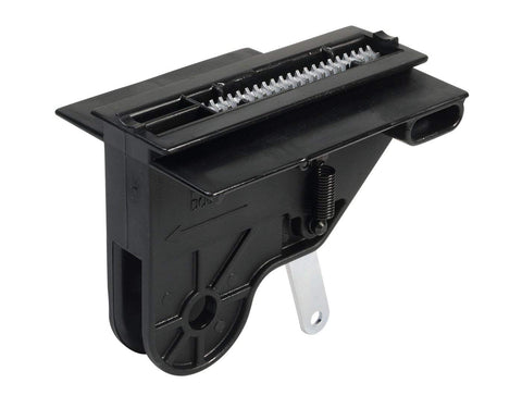 Genie 36179R trolley assembly closeup for garage door repair.