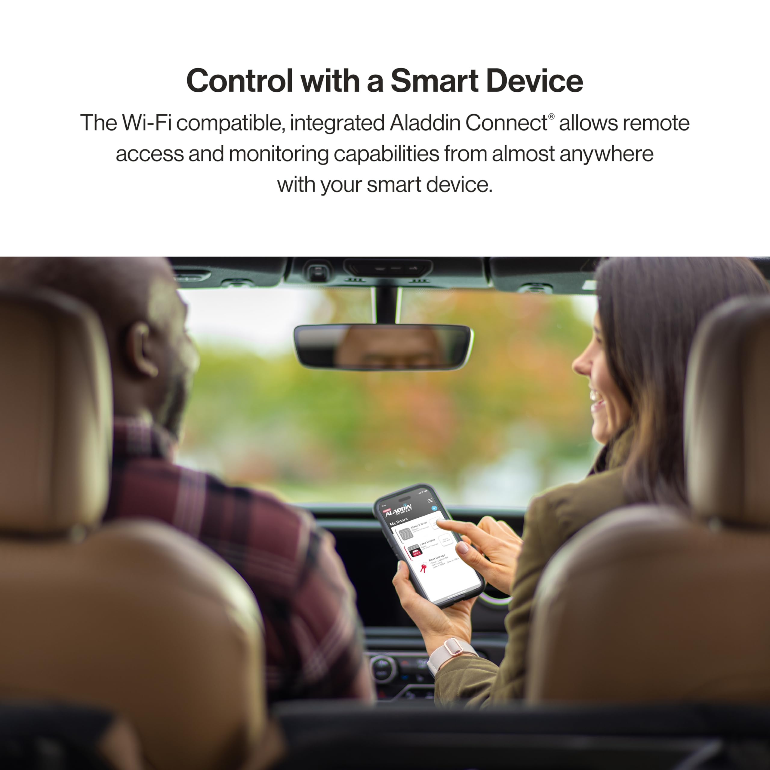 Genie Aladdin Connect remote control for door from your phone.