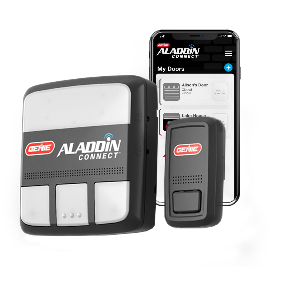 Genie Aladdin Connect wifi setup view for remote garage monitoring.