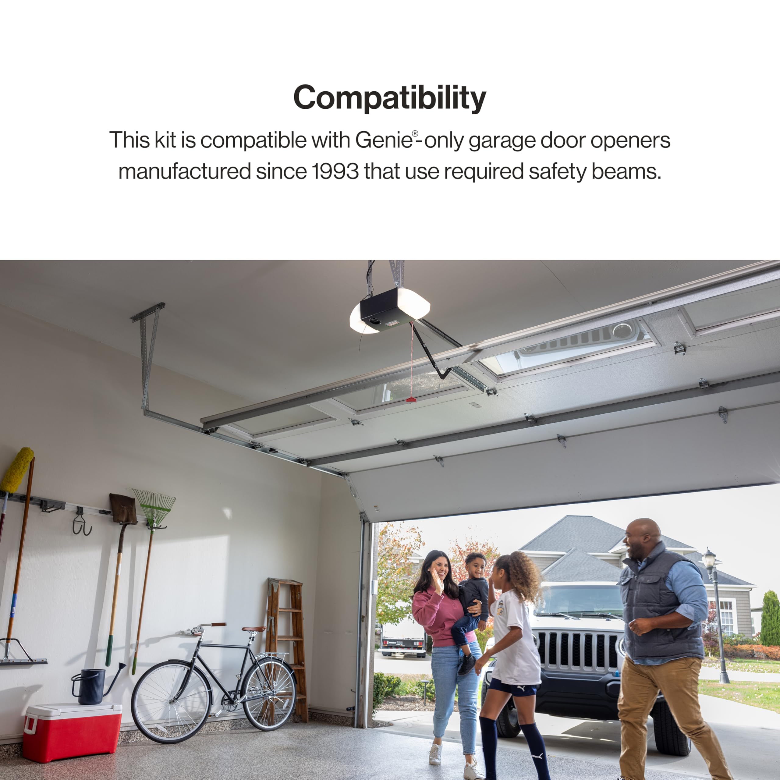 Kit-compatible safety beams for Genie openers manufactured since 1993.