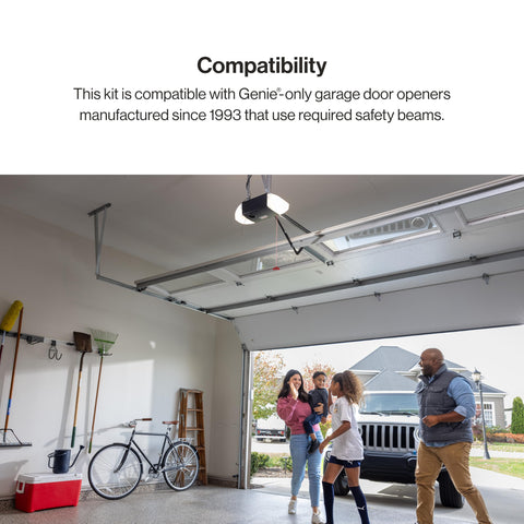 Kit-compatible safety beams for Genie openers manufactured since 1993.