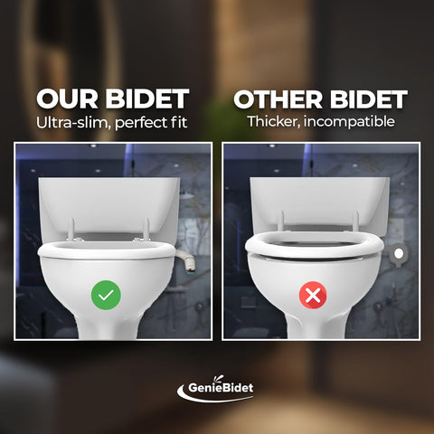 GenieBidet adjustable water temperature and pressure for personalized cleansing.