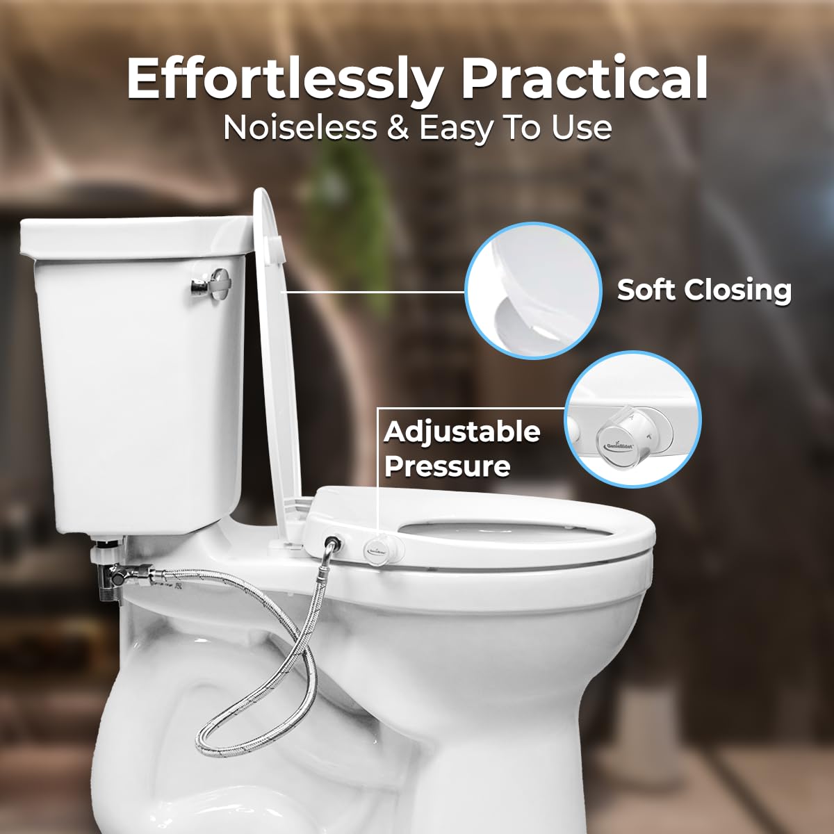 GenieBidet Attachment Kit Round offers a simple upgrade for existing toilets.