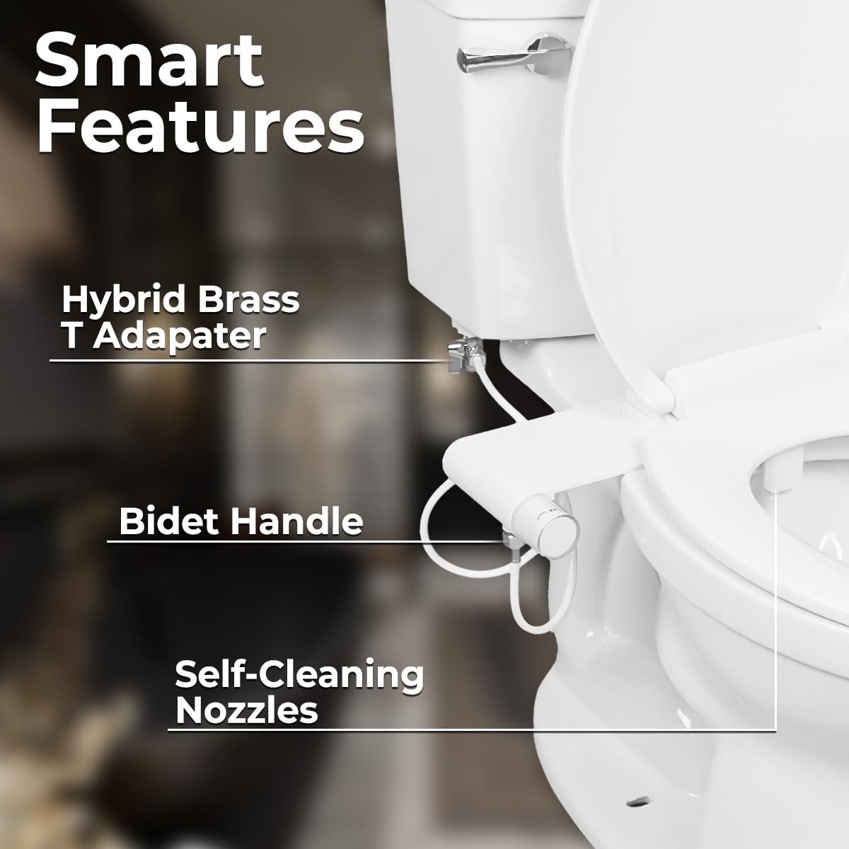 GenieBidet slim, gap-free design preserves your toilet’s aesthetics.