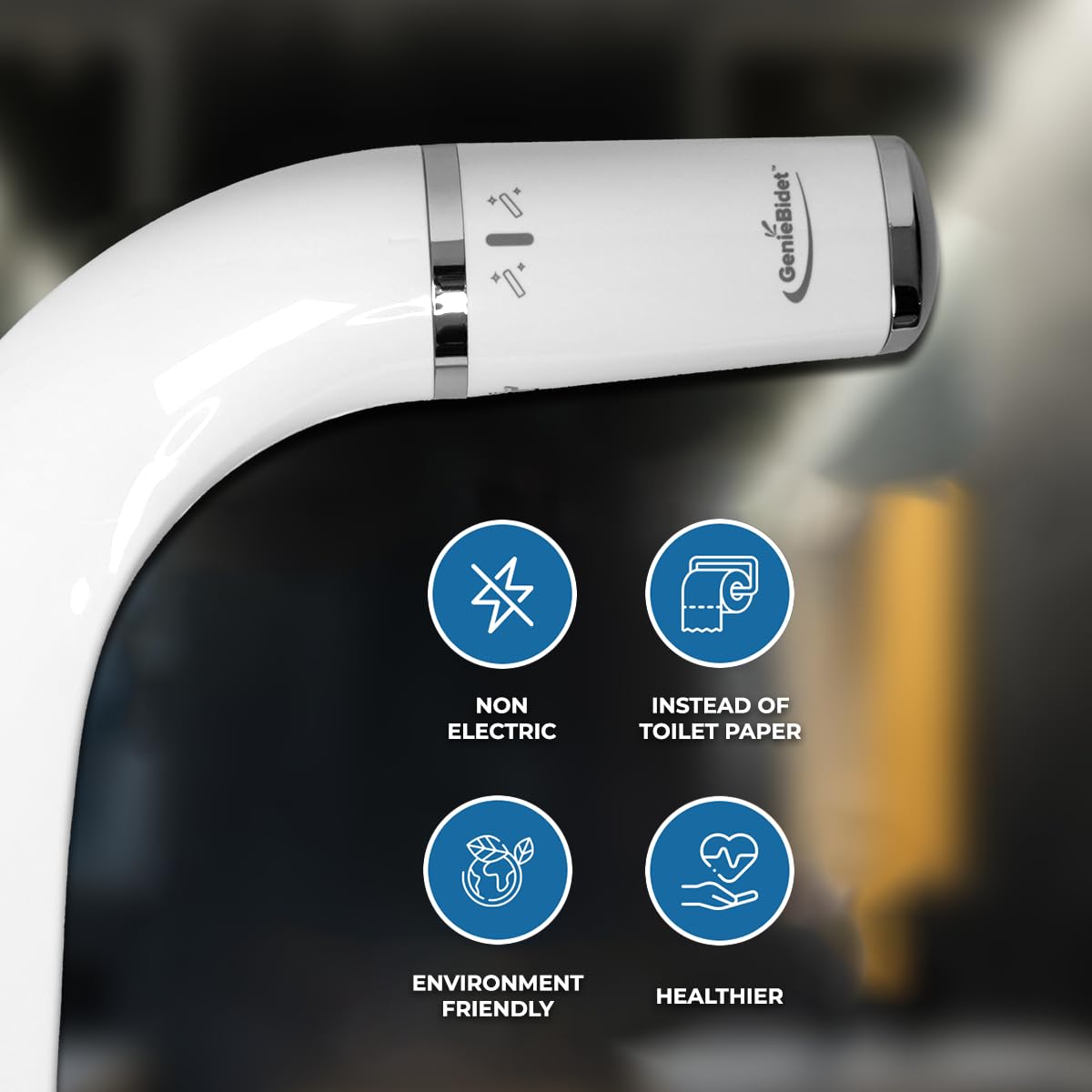 GenieBidet interchangeable accent rings demonstrate customization options.