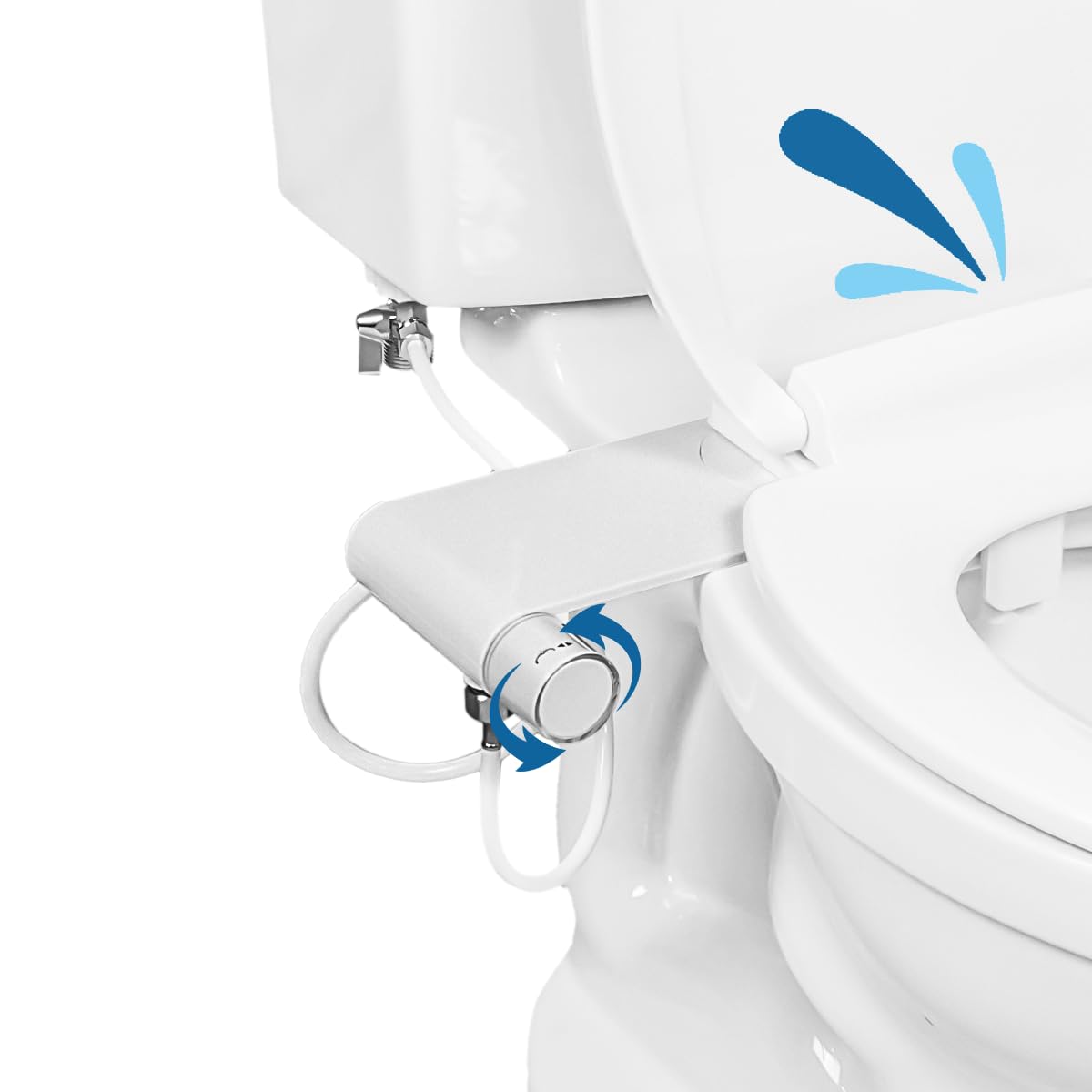 GenieBidet ultra-thin bidet attachment delivers rear cleansing spray for a comfortable bathroom routine.