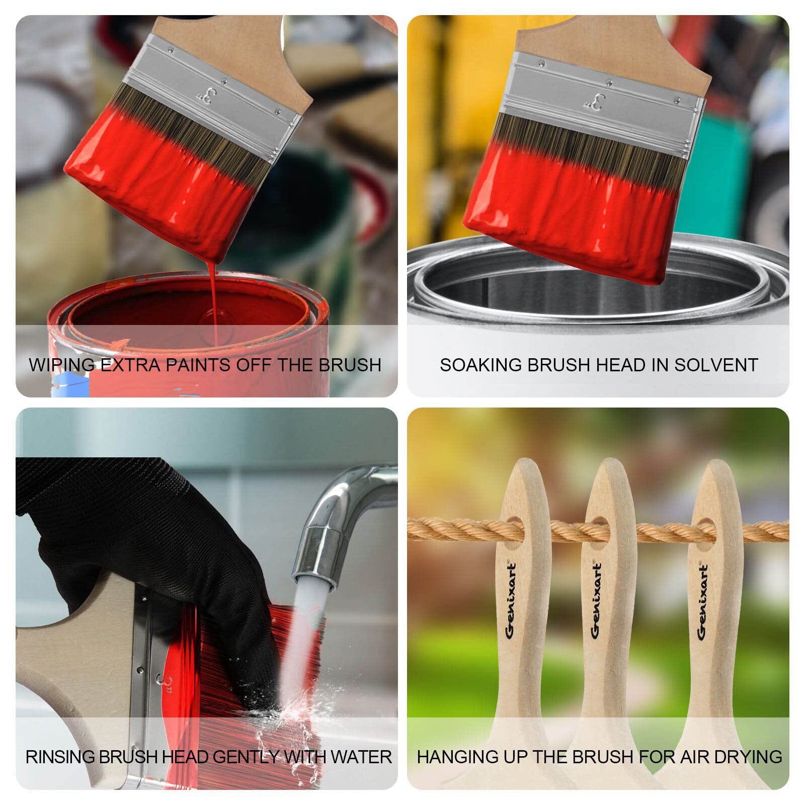 Genixart deck and fence varnish brush for exterior wood finishes