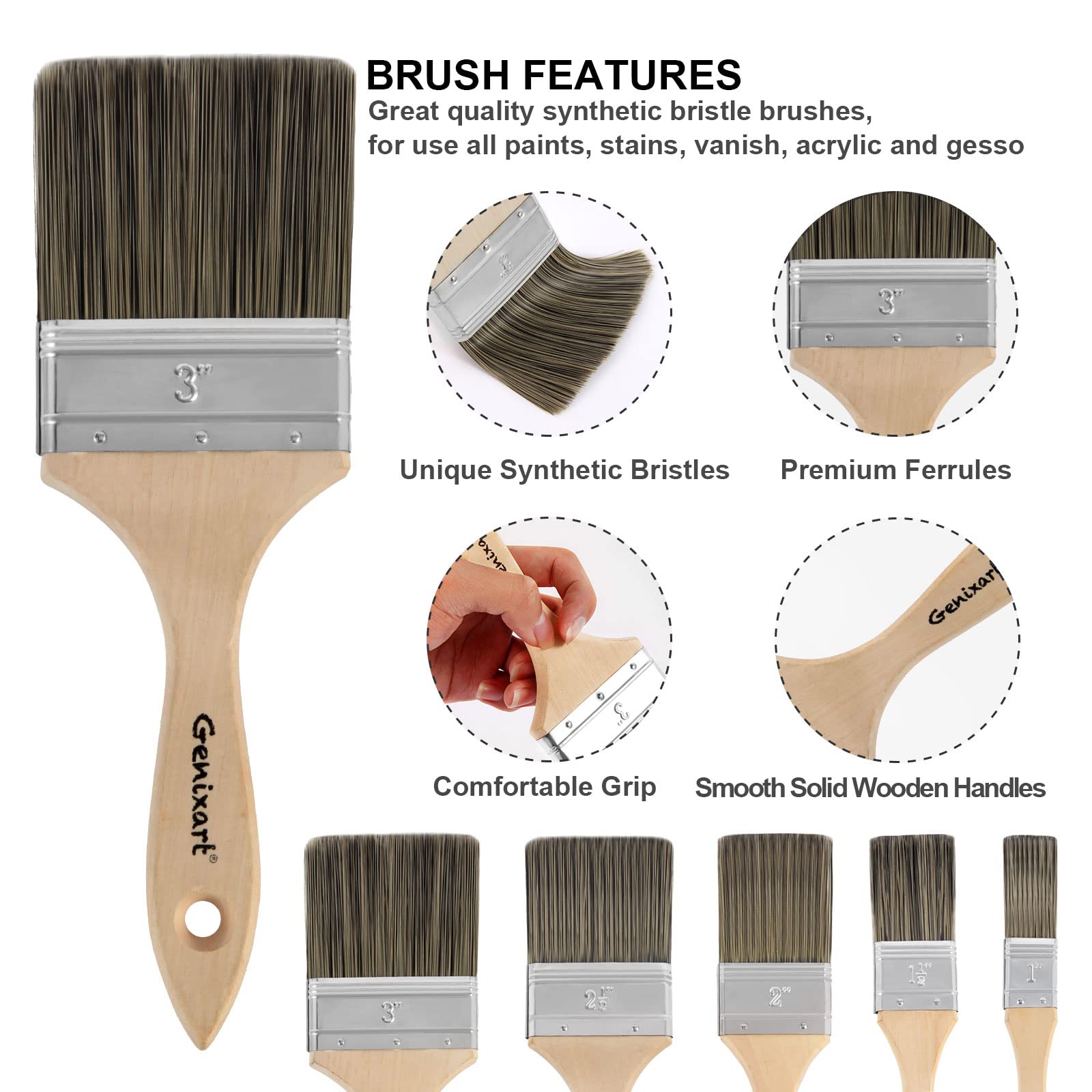 Genixart wide 3-inch brush ideal for walls and large surfaces