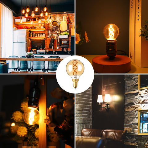 Genixgreen decorative amber E12 bulb for fixtures and sconces, cozy ambience.