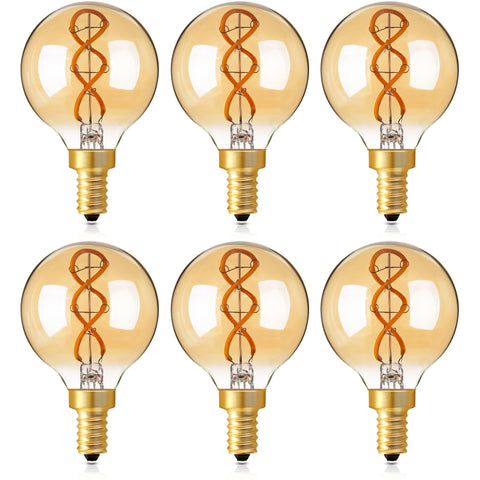 Genixgreen dimmable amber E12 bulb enhances chandeliers with warm, cozy glow.