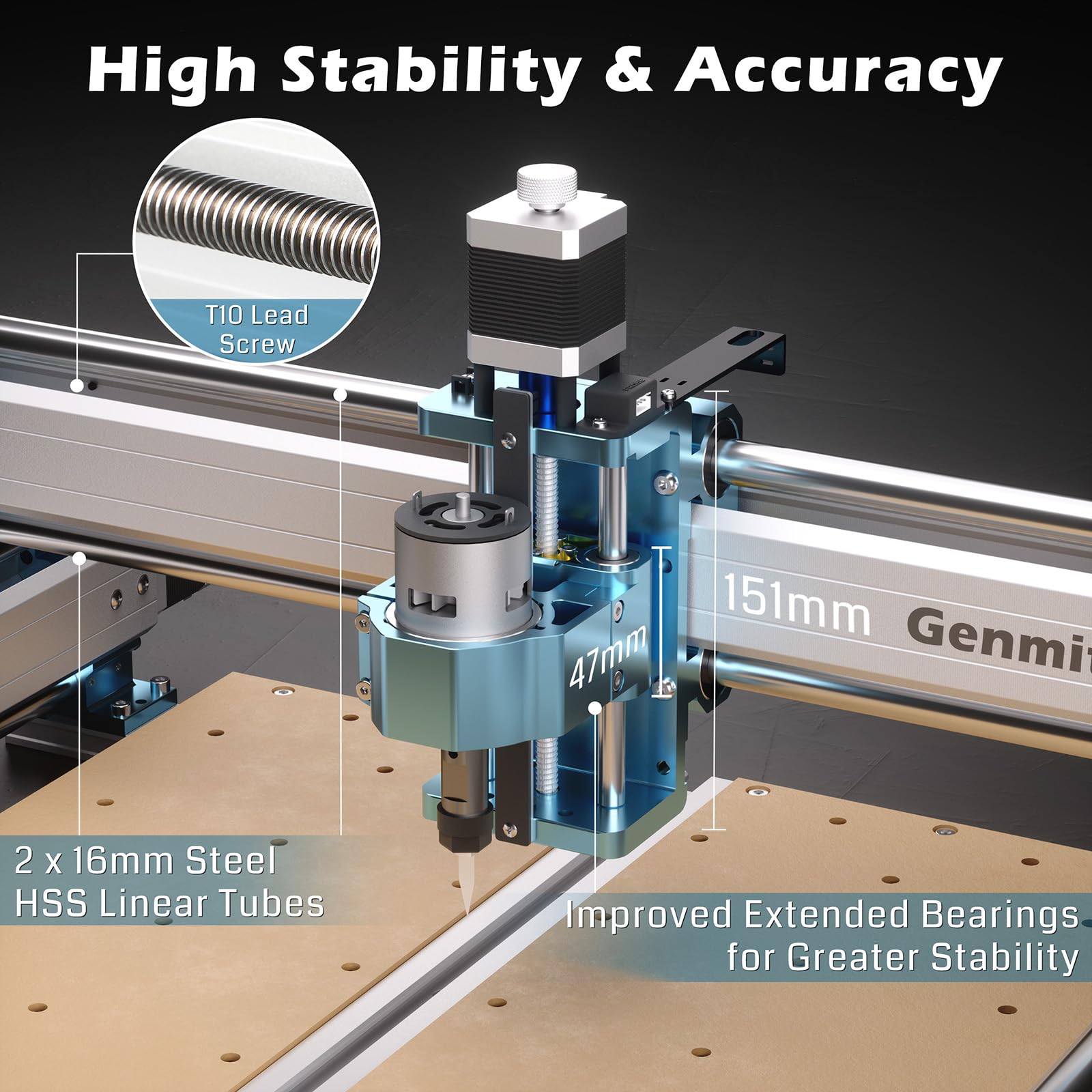 Genmitsu 4040-PRO lead screw system for quiet precise travel
