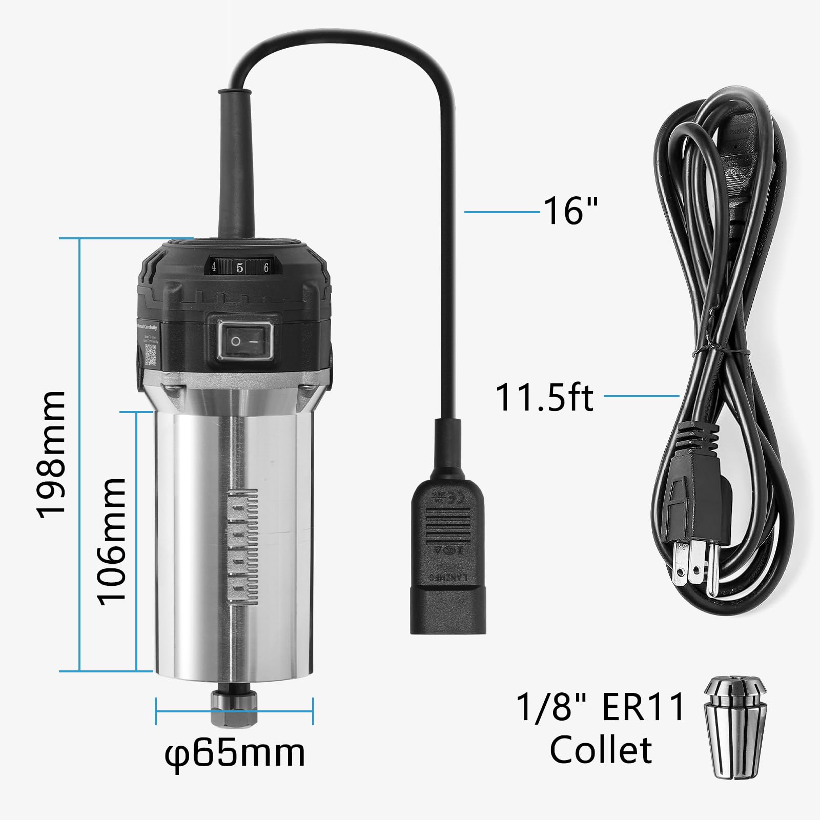 Genmitsu 710W with ER11 collet for secure bit mounting.