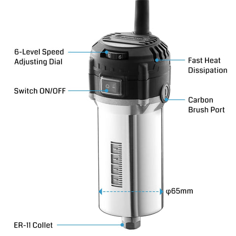 Genmitsu 710W power cord length enables flexible workspace setup.