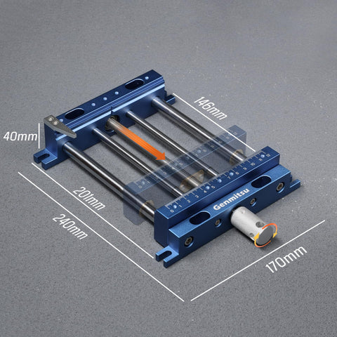 Genmitsu bench vise clamp uses fixed lead screw to simplify placing large items.