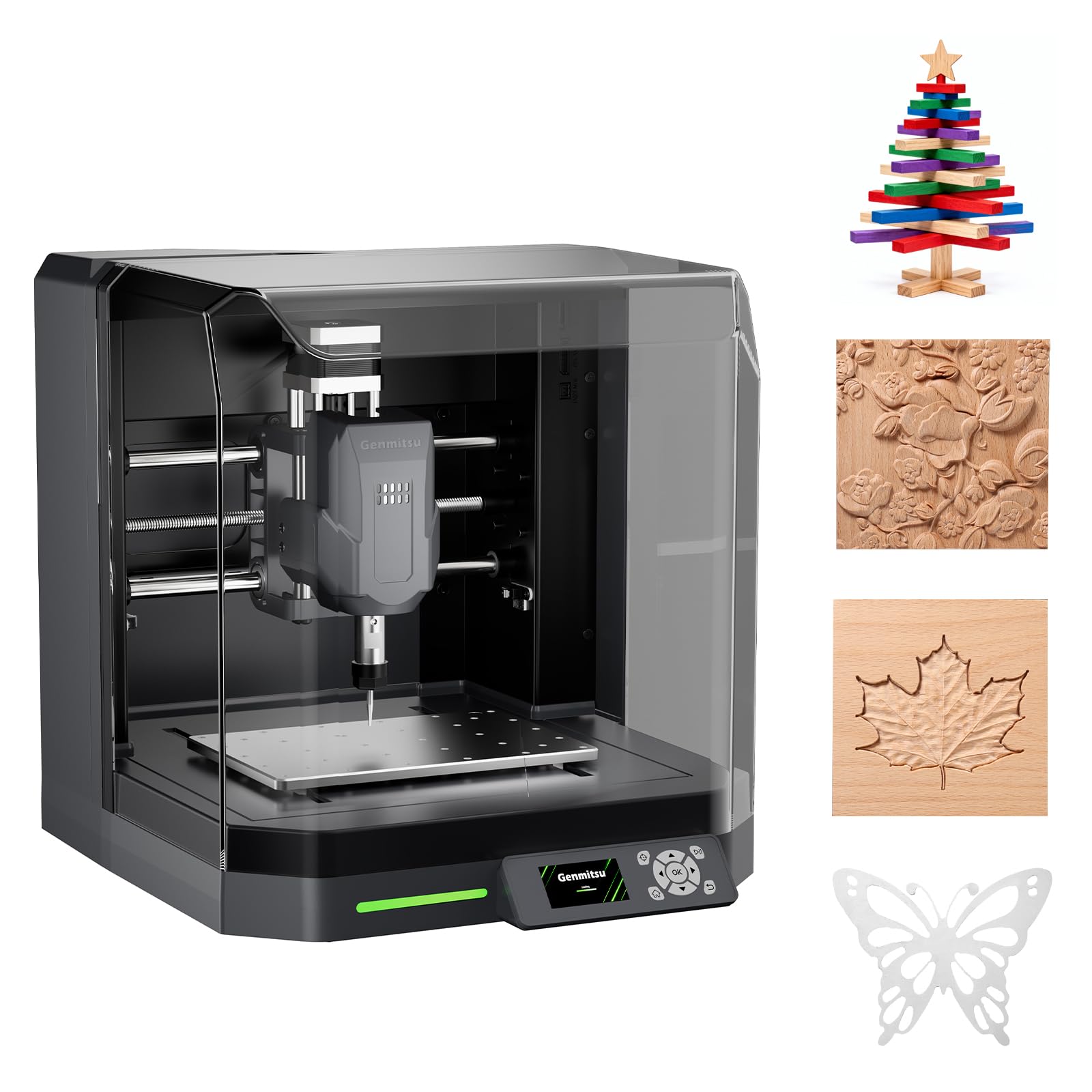 Genmitsu Cubiko out-of-the-box setup for woodworking and engraving projects.