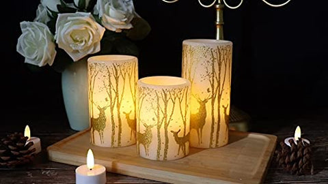 GenSwin flameless 5in pillar candle provides gentle warm light for cozy tables.
