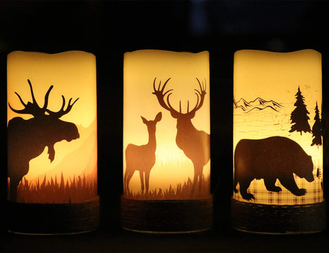 GenSwin candle with forest animal decals for cozy decor
