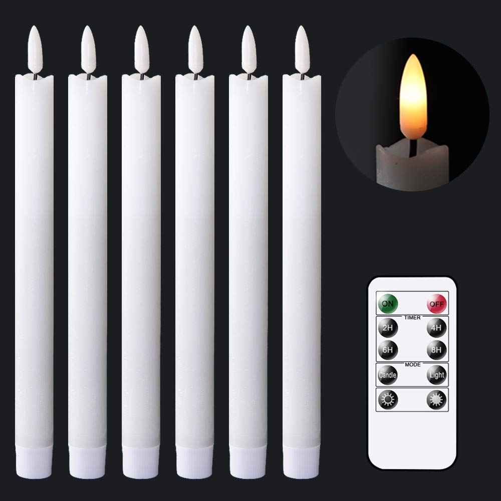 GenSwin flameless taper candles on table create romantic dining ambiance.