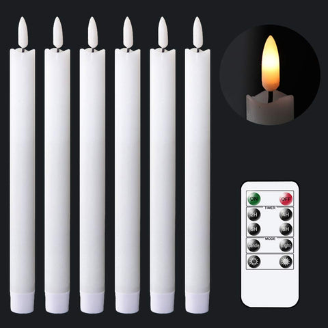 GenSwin flameless taper candles on table create romantic dining ambiance.