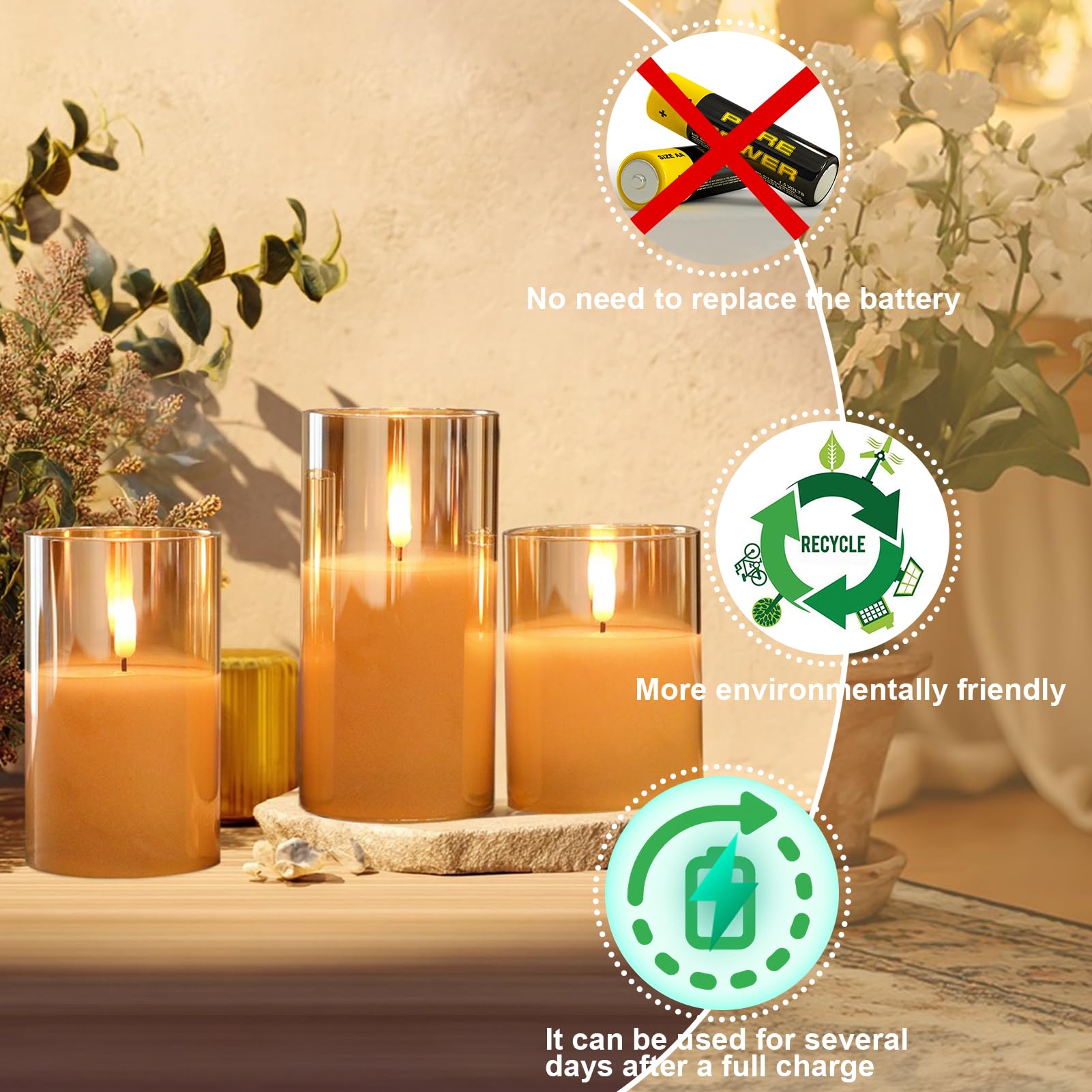 GenSwin gold real-wax look candle adds authentic decor texture.