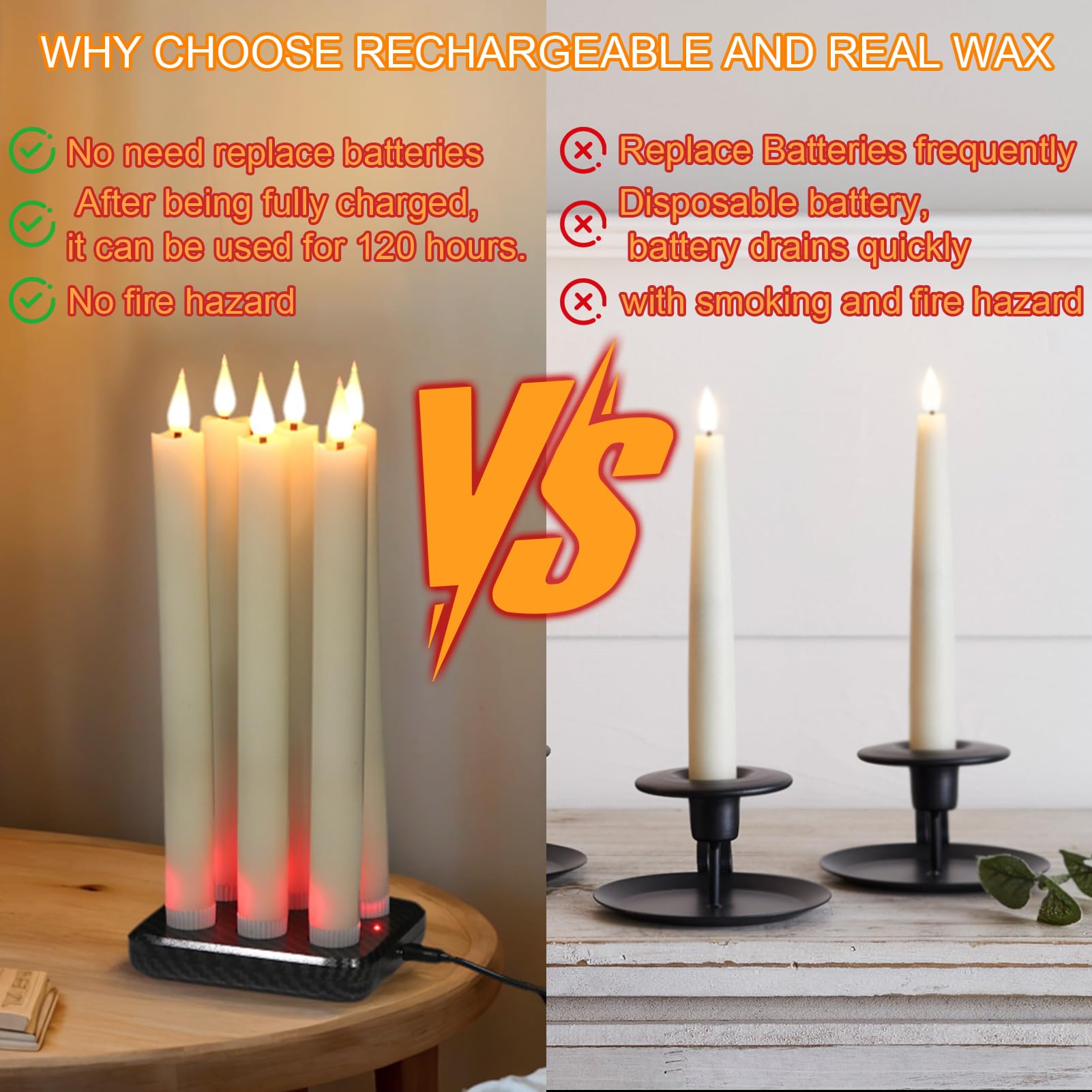 GenSwin ivory taper candles ideal for Halloween and Christmas decor
