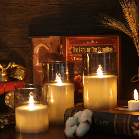 GenSwin real wax look gray glass candles enhance decor with authentic texture.