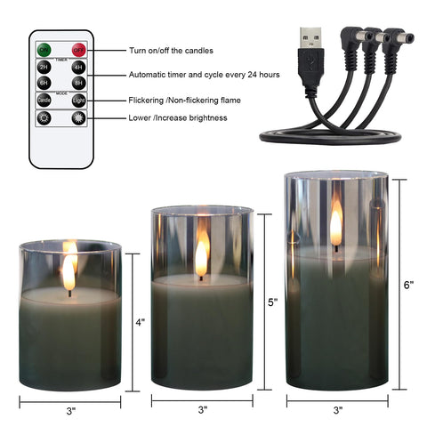 GenSwin glass pillar candle with realistic 3D flicker for cozy spaces