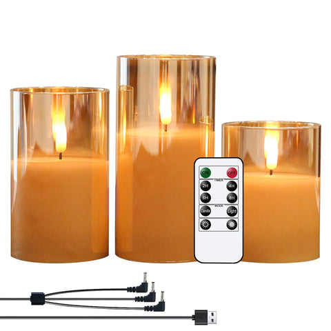 GenSwin rechargeable LED glass candle with remote control for easy ambiance.