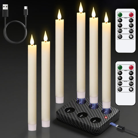 GenSwin rechargeable taper candle with charging base for long-lasting eco-friendly lighting