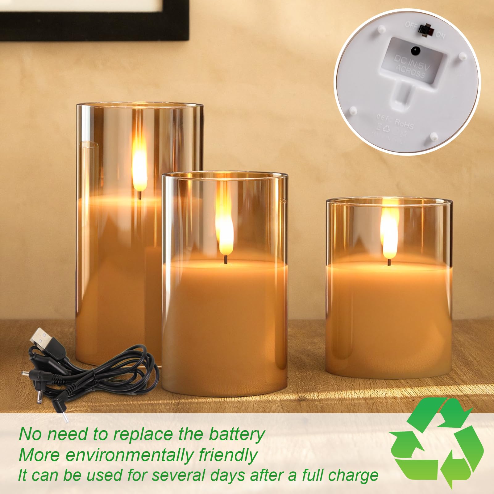 GenSwin USB charging candle for extended, convenient use.