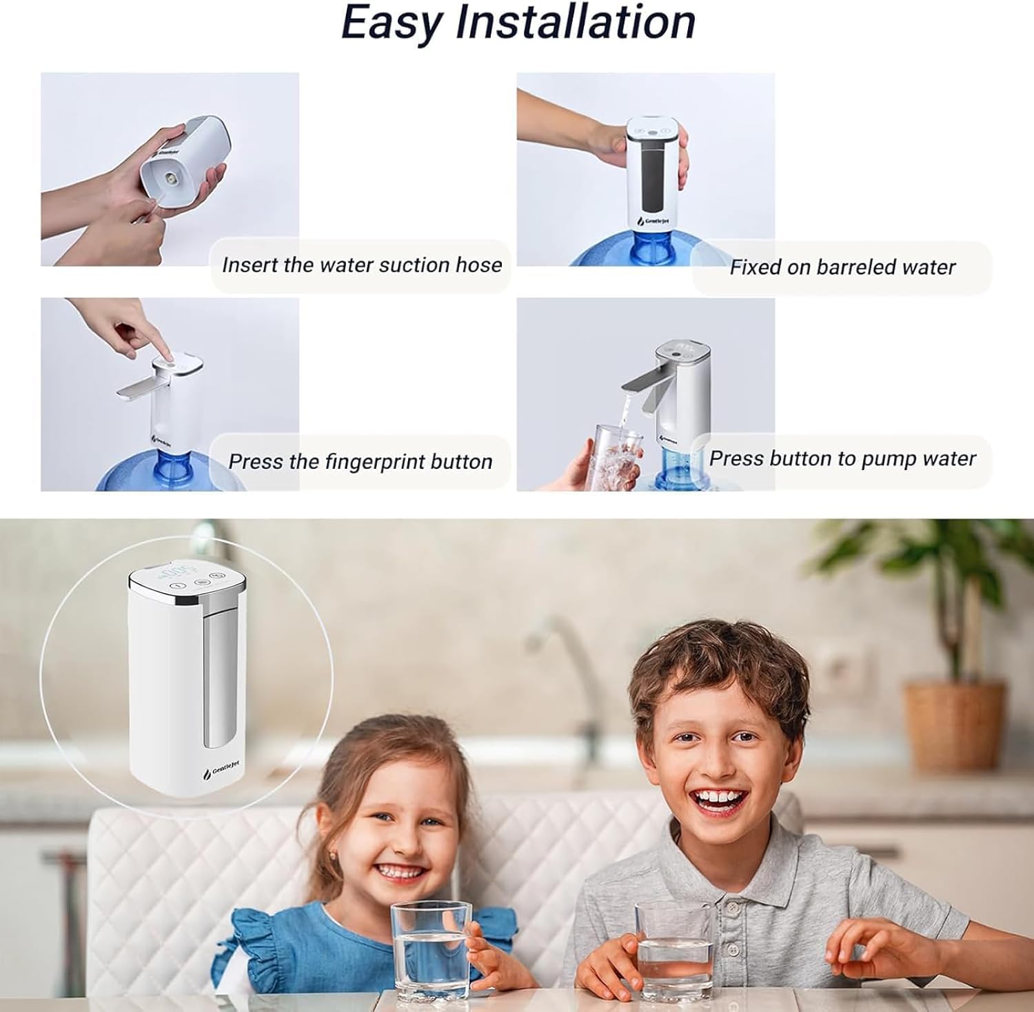 GentleJet continuous flow mode for bottles, bowls, or cooking tasks.