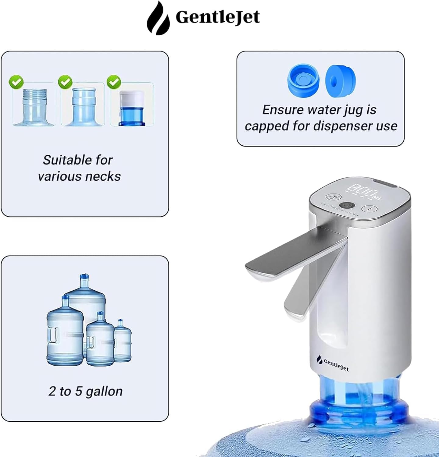 GentleJet foldable spout keeps the nozzle clean and portable.