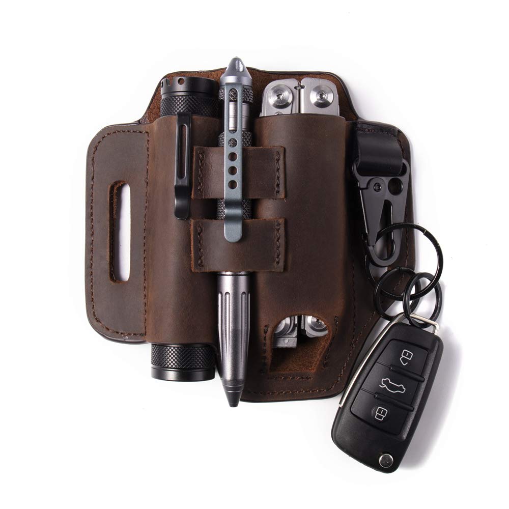 Gentlestache multitool belt sheath on belt for quick access to tools.