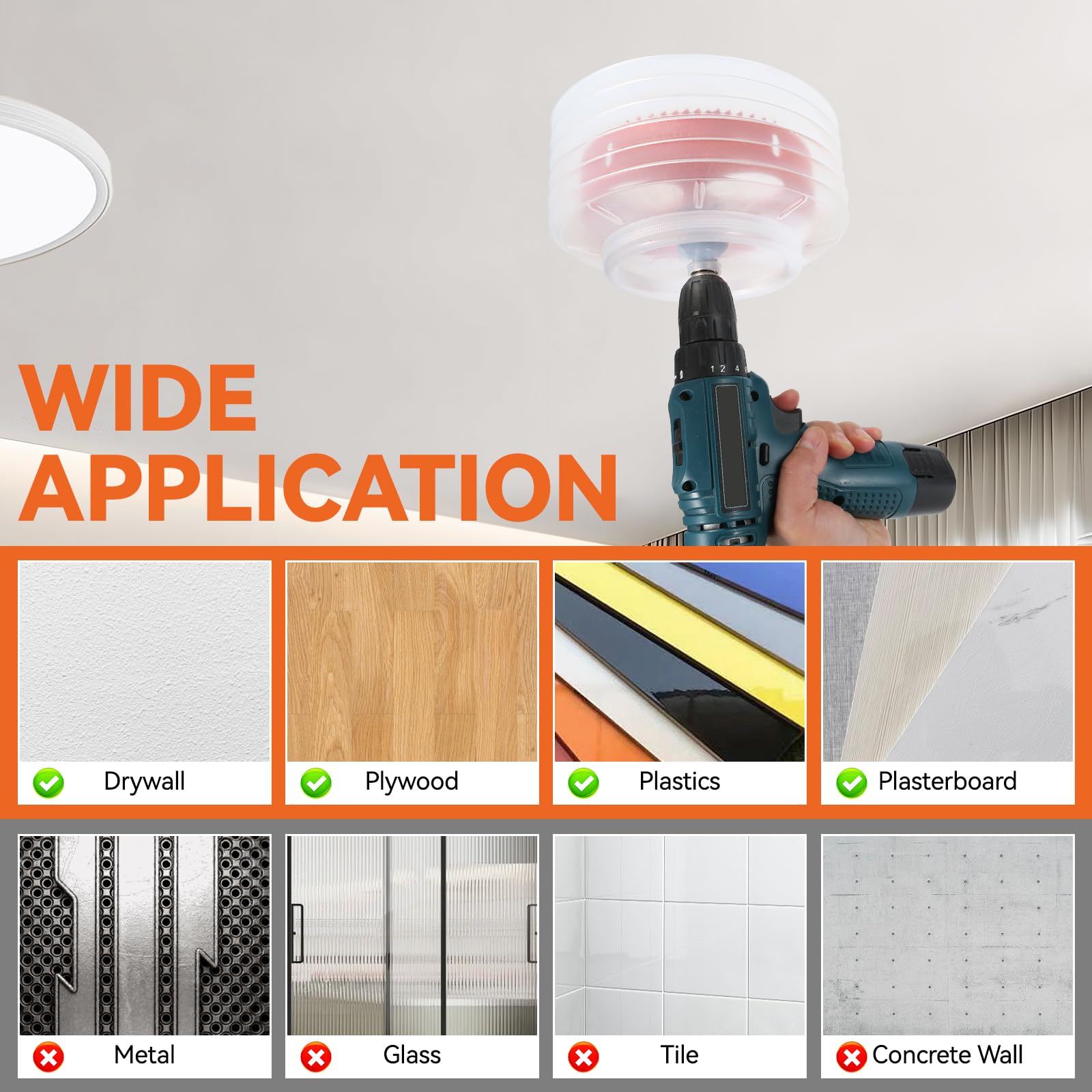 Genubi Industry hole saw kit with dust catcher supports drywall projects.