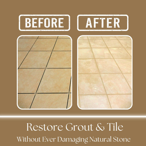 GEODE grout cleaner brush in use for easy grout scrubbing.