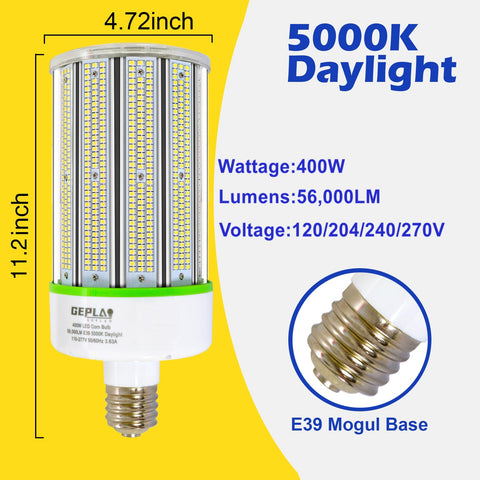 GEPLAD LED corn bulb in street lighting setup providing even illumination