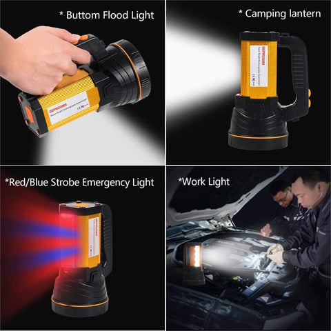 GEPROSMA flashlight side lantern detail highlights the bright lantern for emergencies.