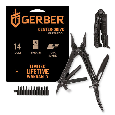 Gerber Center-Drive multitool knife for clean, controlled cuts in field tasks.