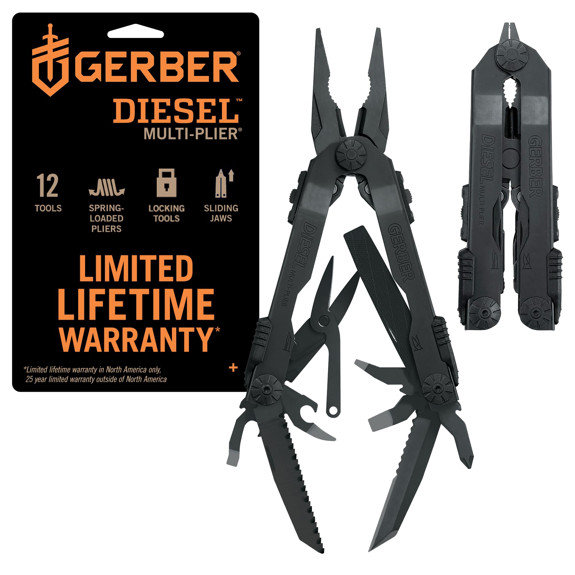 Gerber Diesel Black needle-nose pliers for tight spaces and precise gripping