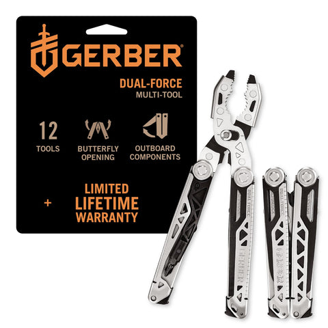 Gerber Dual-Force multitool blunt-nose pliers provide a strong grip for stubborn fasteners.