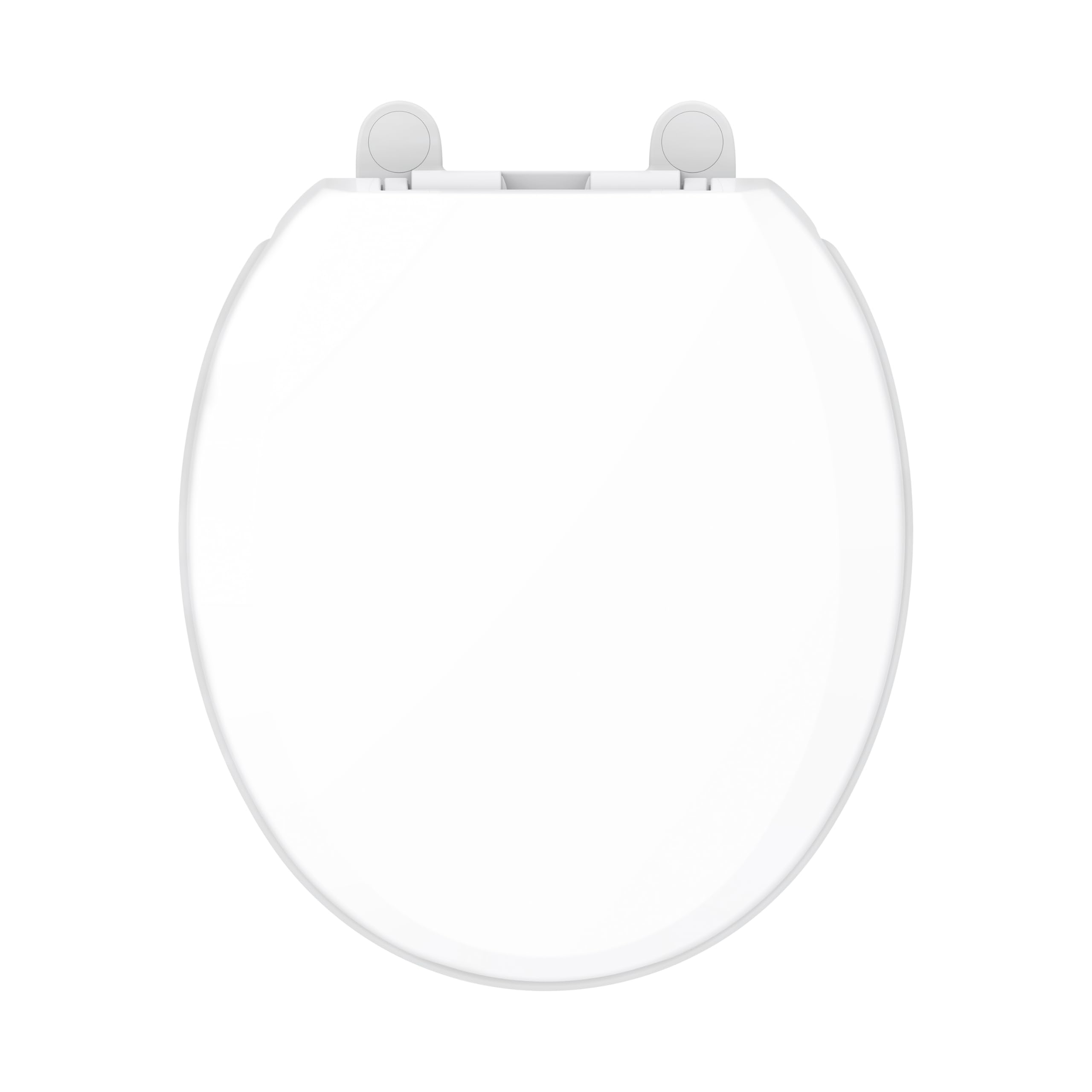 Gerber round front toilet seat with soft close reduces noise on closing, ideal for quiet bathrooms.