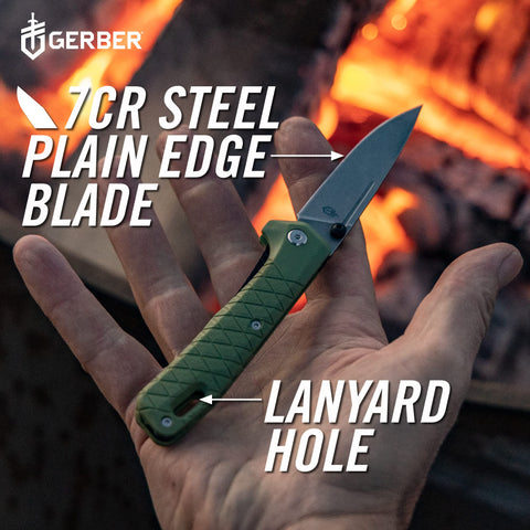 Gerber Zilch 3.1-inch plain-edge blade for everyday tasks.