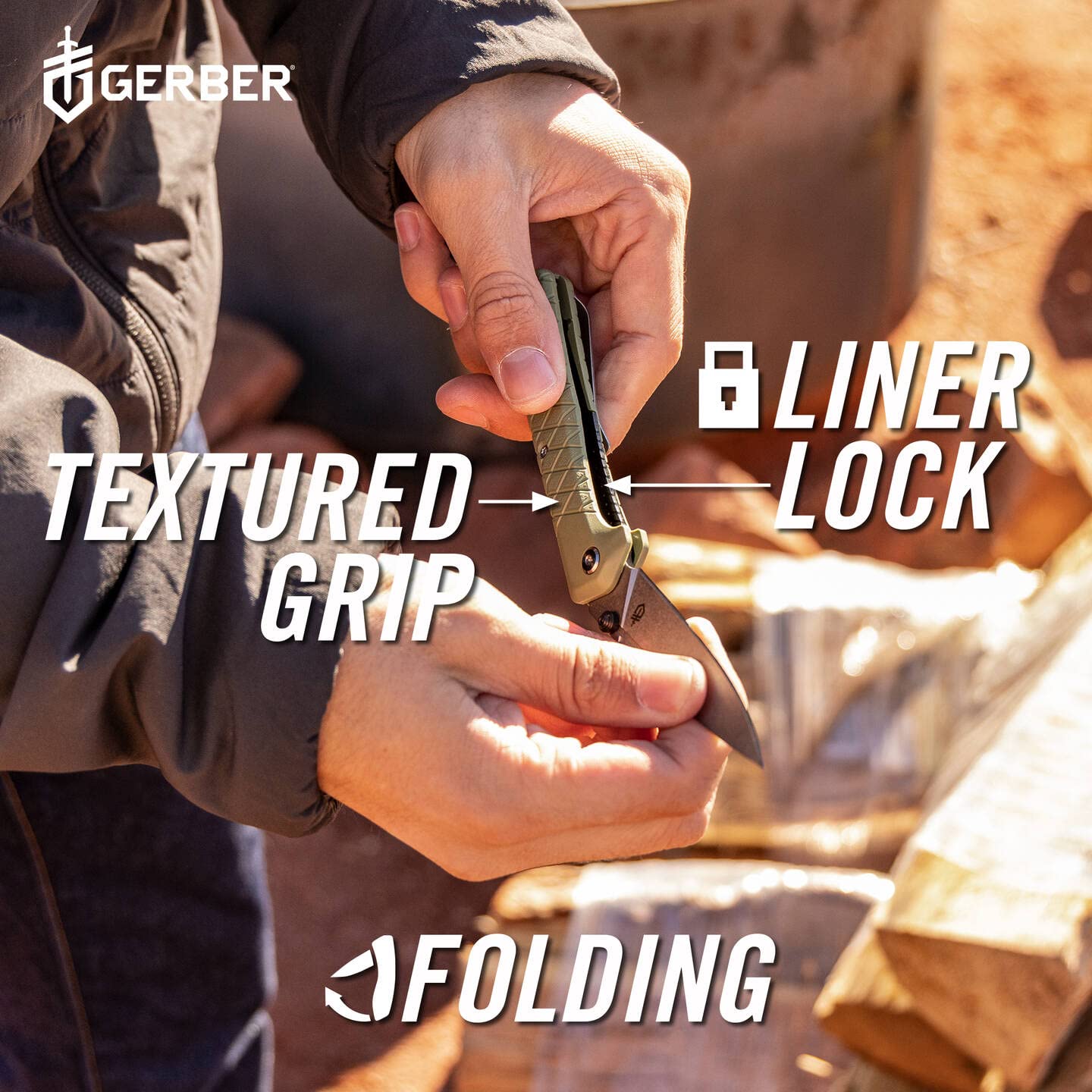 Gerber Zilch lanyard hole carry, tethered for added security.
