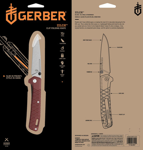 Gerber Zilch thumb stud deployment, quick one-handed access.