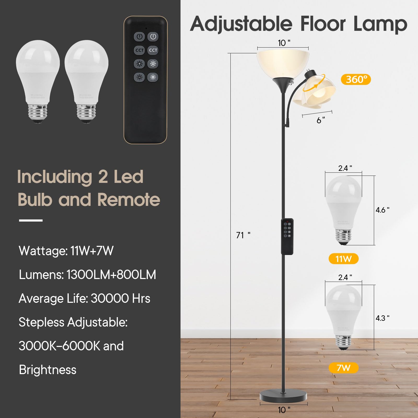GERGO lamp in modern living room demonstrates versatile color temperature settings.