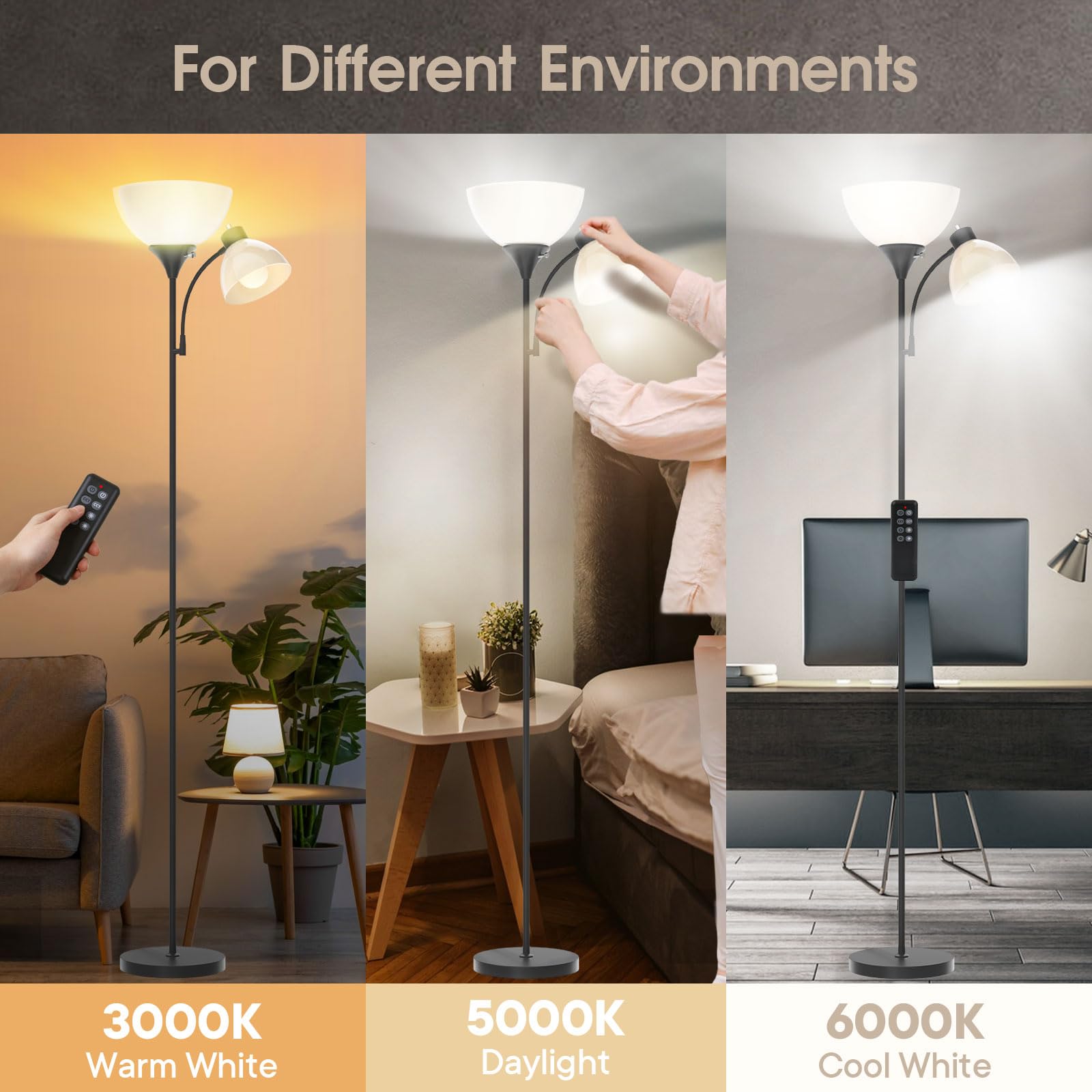 GERGO remote control usage shows independent light control for customizable room ambience.