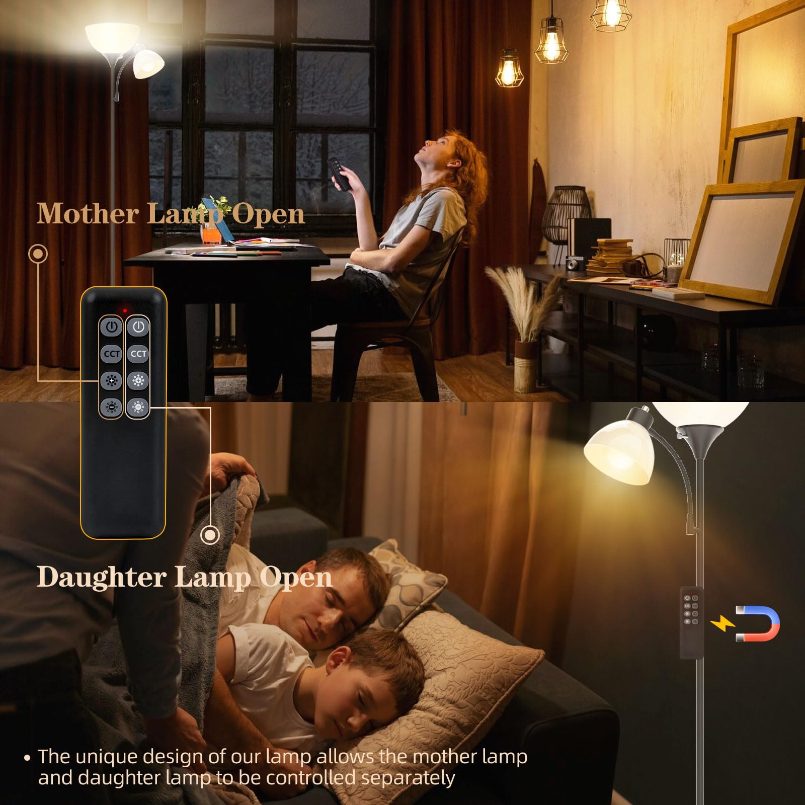 GERGO matte black lamp delivers bright 2100 lumens for living areas.