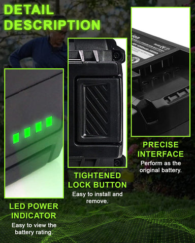 GERIT BATT 6000mAh high-capacity cells for longer Ryobi 40V runtimes