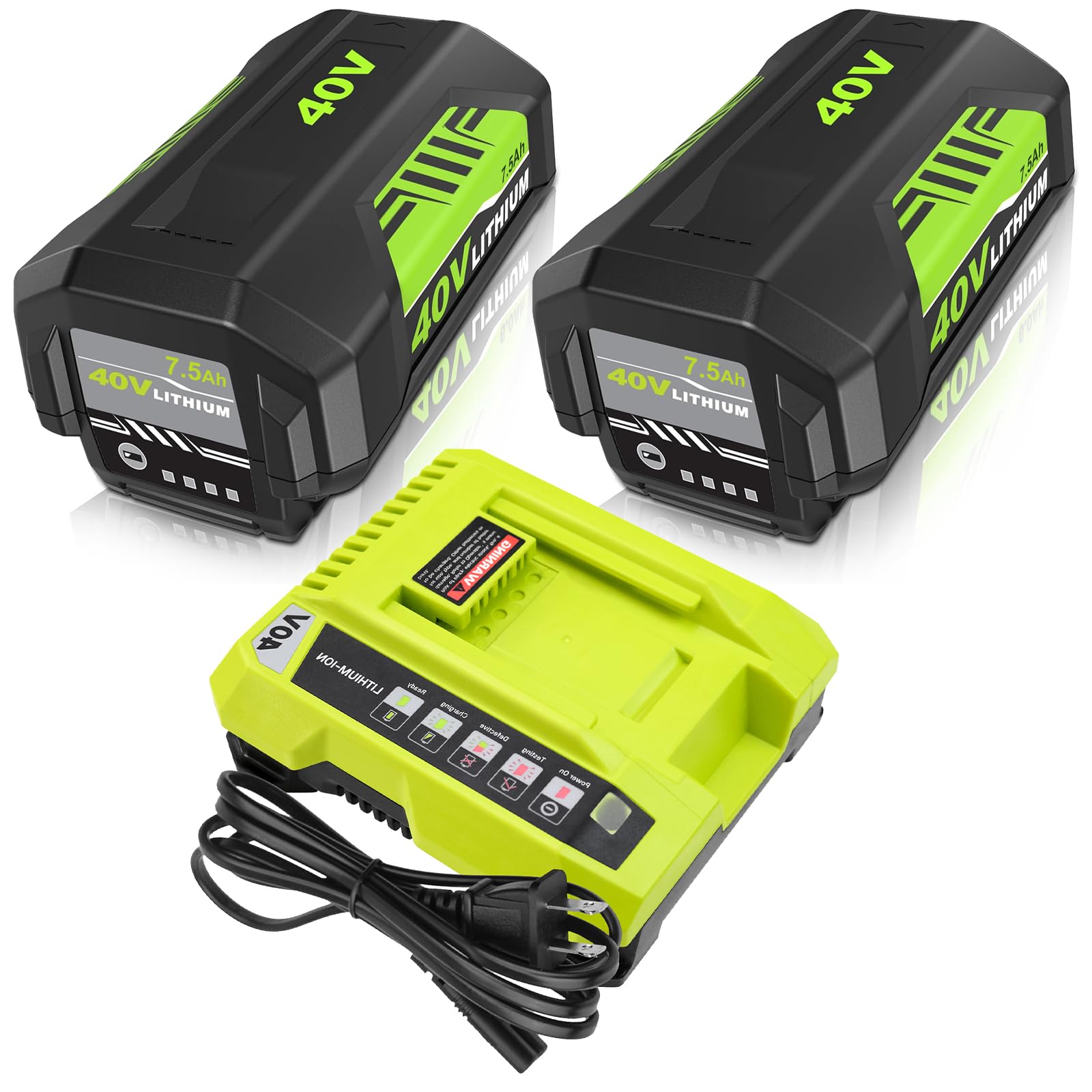 GERIT BATT 7.5Ah OP4026 battery side view for Ryobi 40V tools, designed for longer run time.